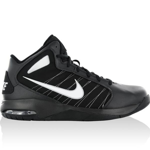 NIKE AIR TEAM HYPED BLACK/WHITE BASKETBALL SHOES - Picture 1 of 8
